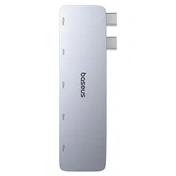 USB-хаб Baseus UltraJoy Series 5-Port HUB Space Grey (USB-C*2 to USB-C 40Gbps*1+HDMI 4K@30Hz*1+USB3.0*3） (B00052801811-04) - мініатюра 3