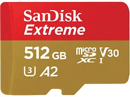Карта пам'яті SanDisk Extreme microSDXC UHS-I U3 V30 A2 + SD-Adapter 512 GB (SDSQXAV-512G-GN6MA) - мініатюра 2
