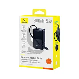 Батарея універсальна Baseus EnerFill FC51 Bipow2 Pro 30000mAh 22,5W build cab.USB-C black (E0028100) - мініатюра 3