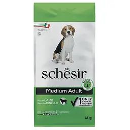 Сухий монопротеїновий корм Schesir Dog Medium Adult Lamb Шезір для дорослих собак середніх порід з ягням 12 кг (ШСВСЯ12)