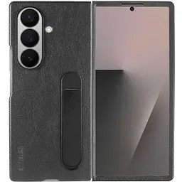 Шкіряний чохол Leather Case (AAA) with stand для Samsung Galaxy Z Fold7 Black - мініатюра 2