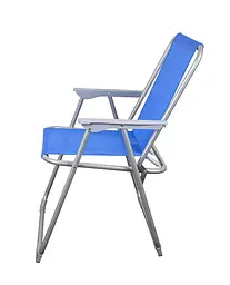 Складний стілець Levistella GP20022306 BLUE, каркас з сталі, текстилин, синій, для дачі, висота 75 см, макс. навантаження 100 кг - мініатюра 2