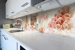 Кухонний фартух самоклеючий Час 02 ПВХ наклейка троянди ретро пічна машинка 65х250 см Happy Pocket Z180360 - мініатюра 6
