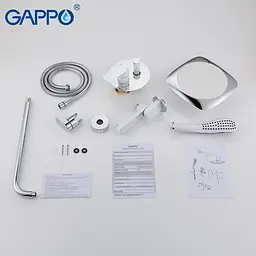 Душова система прихованого монтажу Gappo G7148-8, вилив - перемикач на лійку, 3-функції, білий/хром, Хром - мініатюра 8