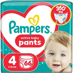 Підгузки-трусики Pampers Active Baby Pants Розмір 4 (9-15 кг) 66 шт. 