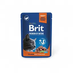 Вологий корм Brit Premium Cat pouch для стерилізованих кішок, лосось, 100 г