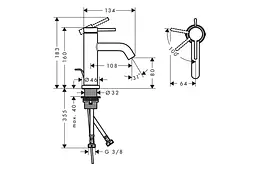 Змішувач для умивальника Hansgrohe Tecturis S CoolStart з донним клапаном brushed bronze 73305140 - мініатюра 2
