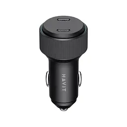 Автомобільний зарядний пристрій HAVIT HV-CC2014 60W 2xUSB-C Black HAVIT (28127-000) - мініатюра 2