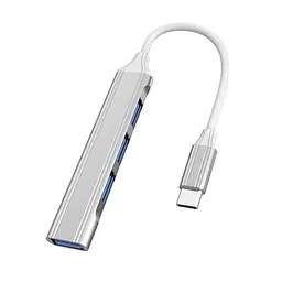 USB Type-C хаб розгалужувач для ноутбука на 4 порти Combi USB Gray 