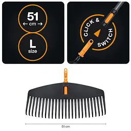 Граблі для листя (насадка) Fiskars OneClick L 51 см (1080673) - мініатюра 2