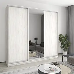 Шафа-купе тридверна MebelStar Уні AL 2ДСП/Дзеркало 250x60x240 см Аляска сірий (MBS-1975)