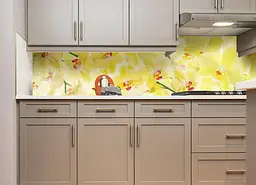 Кухонний фартух вініловий Ніжні жовті орхідеї ПВХ наклейка для кухні 60х200 см Happy Pocket Z180250