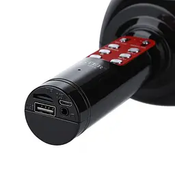 Бездротовий караоке мікрофон з динаміком і музикою кольорів USB AUX FM Wster WS-1816 чорний - мініатюра 3