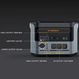 Зарядна станція Vtoman FlashSpeed 1500 PB-58 (1548 Вт/г) 1500W AC,MPPT,UPS,LiFePo4 - мініатюра 5