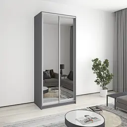 Шафа-купе дводверна MebelStar Стандарт AL 2 Дзеркала 100x45x240 см Антрацит (MBS-3798)
