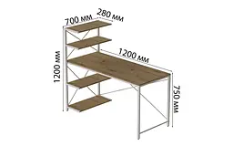 Комп'ютерний стіл Ferrum-decor Джек 75x120x70 Білий ДСП Артизан (FRD-105407) - мініатюра 3