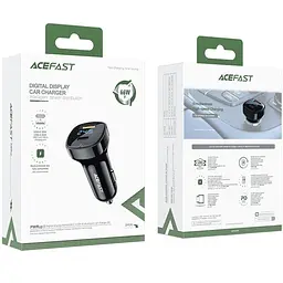 Автозарядка Acefast 2xUSB 66W (USB-C + USB-A) B4 with digital display (6974316280392)