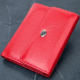 Яскравий жіночий гаманець із монетницею із натуральної шкіри ST Leather 19482 червоний