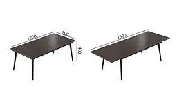 Стіл журнальний трансформер Dandi Small Ferrum-decor 45x120(160)x70 Чорний метал ДСП Венге Магія 16 мм (FRD-106795) - мініатюра 2