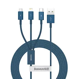 Кабель Baseus Superior Series Fast Charging Data Cable USB to M+L+C 3.5A 1.5m Blue (CAMLTYS-03)