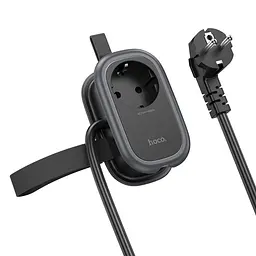 Мережевий зарядний пристрій подовжувач Hoco NS7 2 USB/ Type-C PD 20W 1 розетка 1.1m чорний - мініатюра 4