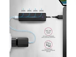 Мультипортовий адаптер AXAGON Travel USB-A Black (HUE-C1A) - мініатюра 3