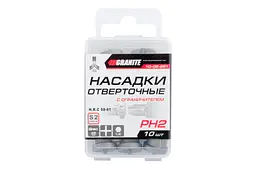 Біта викруткова MasterTool насадка хрестоподібна з обмежувачем Granite PH2 x 25 мм в упаковці 10 шт. - мініатюра 2