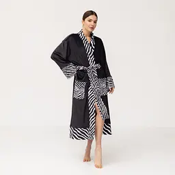 Кімоно жіноче з плюшевого велюру Kimono Black and White Zebra 18370 3XL