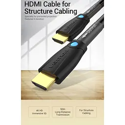 Кабель мультимедійний HDMI M to HDMI M 1.0m 4K60Hz cotton braided black zinc alloy Vention (ALMBF) - мініатюра 4