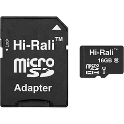 Карта пам'яті Hi-Rali microSDHC, 16Gb, Class10 UHS-I U1, SD адаптер (HI-16GBSD10U1-01)