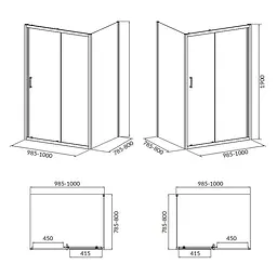 Душова кабіна Cersanit Brasco 100x80 см прямокутна розсувна прозоре скло без піддону хром S168-013, Хром, прозорий, хром - мініатюра 2