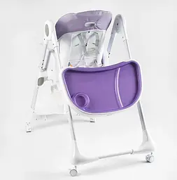 Стільчик для годування K-60290 Joy м'який чохол ПВХ, 4 колеса, знімний столик, кошик, в коробці (6989203550090) - мініатюра 2