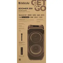 Акустична система 2.0 Defender Boomer 200, 200Вт BT/FM/TF/USB/MIC/AUX/GT, чорна - мініатюра 7