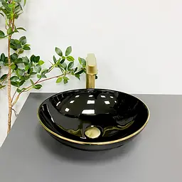 Умивальник VBI Parma black gold Edge накладний VBI-011012, Золотий - мініатюра 3