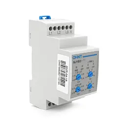 Реле контролю фаз CHINT NJYB3-11 AC220V, 1-2F4P, Захист U+(1,05~1,3)*Us/U-(0,7~0,95)*Us,Затримка 0,1~10с, Ue240/415V,Ie0.75/0.47, 1CO+1NO