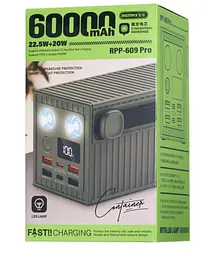 Повербанк Remax RPP-609 Pro 60000mAh Power Bank PD20W+QC22.5W Grey - мініатюра 2