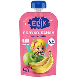 Уцінка. Набір пюре фруктове Elfik Magic Яблуко-Банан 1800 г (18 шт. х 100 г) - мініатюра 2