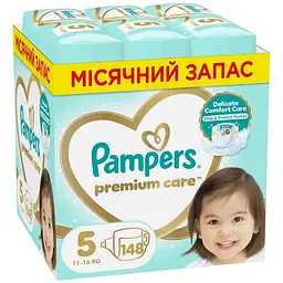 Підгузки Pampers Premium Care Розмір 5 (11-16 кг) 148 шт (8006540855973)