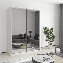 Шафа-купе дводверна MebelStar Стандарт AL 2 Дзеркала 150x60x210 см Аляска білий (MBS-2518)