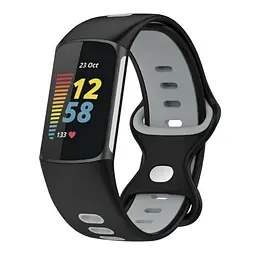 Силіконовий ремінець Primolux Sport для фітнес браслета Fitbit Charge 5/Charge 6 Black Grey/розмір М - мініатюра 3