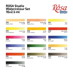 Набір акварельних фарб ROSA Studio PORTRAIT, 16x2,5 мл, кювети, картонна упаковка (4823098547563) - мініатюра 5