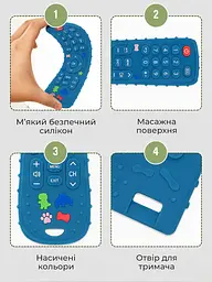 Дитячий силіконовий пульт прорізувач гризунець для зубів ясен немовлят малюка охолоджувальний гризунок текстурований мякий безпечний гризунки іграшка гризуни масажер синій - мініатюра 3