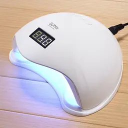 Лед уф лампа для сушіння та нарощування нігтів з дисплеєм біла LED UV Sun5 сан5 48 вт