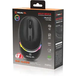 Мишка REAL-EL RM-440W Wireless/Bluetooth Black (EL123200045) - мініатюра 10