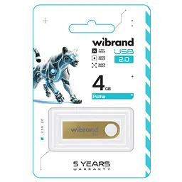 Flash Wibrand USB 2.0 Puma 4Gb Gold - мініатюра 2
