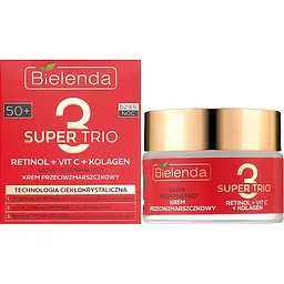 Крем проти зморшок Bielenda Super Trio Retinol + Vit C + Kolagen 50+ сильно зміцнюючий 50 мл - мініатюра 2