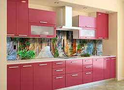Кухонний фартух Кам'яні вулиці для кухні наклейка Прованс бруківка Коричневий 65х250 см Happy Pocket Z180529