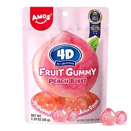 Желейні цукерки Amos 4D Fruit Gummy Peach Burst 65г