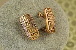 Сережки Xuping Jewelry міф з грецьким візерунком 1.9 см золотисті - мініатюра 2