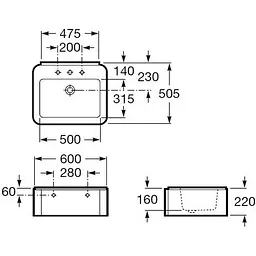 Умивальник Roca Element A327571000, Білий - мініатюра 2
